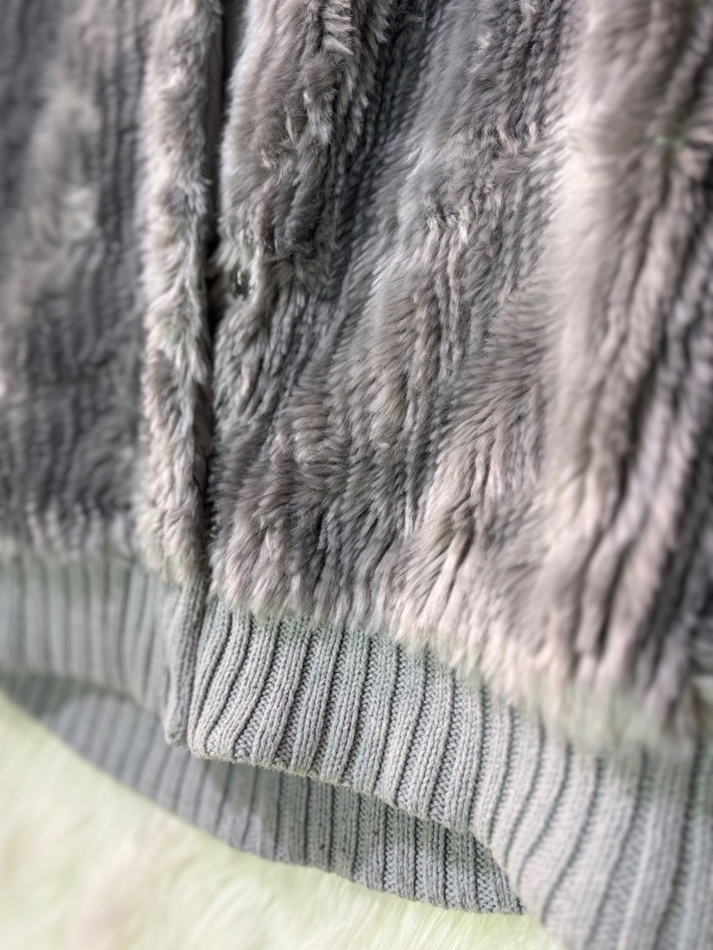 Like New [Michael Kors] Silver Gray Grey Faux Fur Hooded Sweater Jacket | Medium - Picture 7 of 15